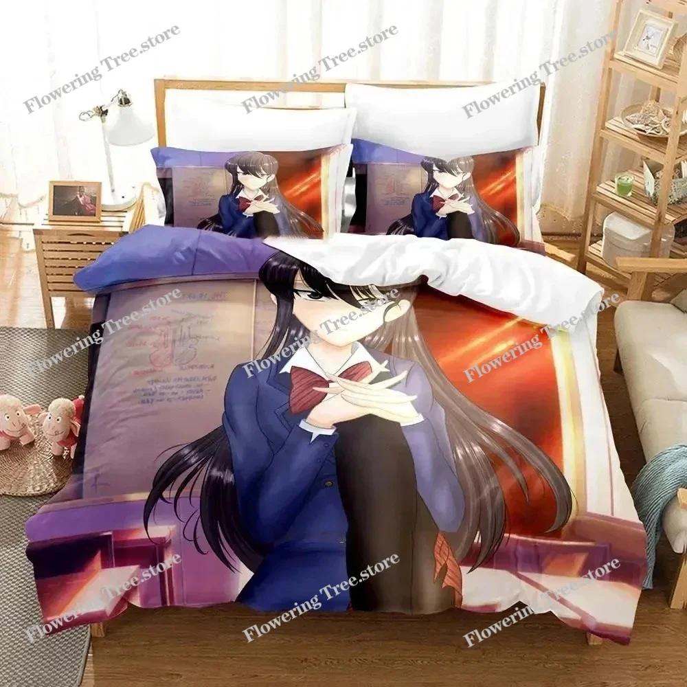 3d Anime Komi-san wa, Komyushou desu Bedding Set Boys Girls Twin Queen Size Duvet Cover Pillowcase Bed Kids Adult Home Textiles