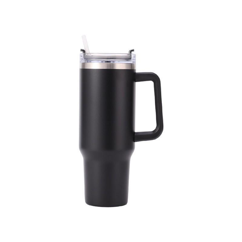Tazza termica da auto in acciaio inossidabile da 40 oz con cannuccia e manico - Bicchiere termico di grande capacità