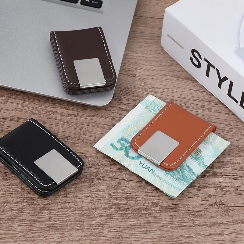 1 Stück PU Leder Stark Magnetisch Geldscheinklammer Taschengeldbörse Tragbar Mini Slim Geldbörse Kredit Visitenkartenhalter