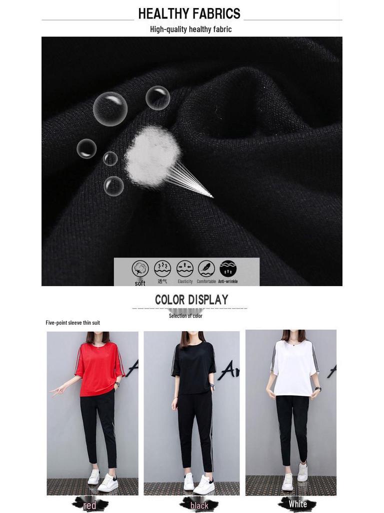 Women's Plus Size Summer Sportswear Set - 2026 New Style Pure Cotton Two-Piece Casual Outfit