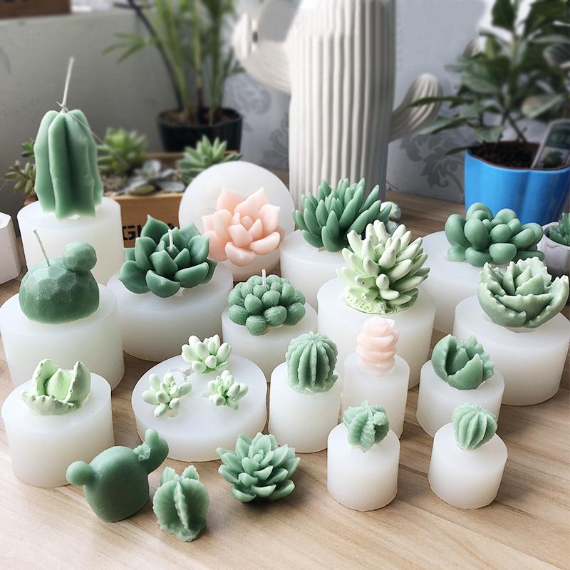 3D Cactus Succulents Silicone Mold For Jelly Chocolate Ice Making Cake Baking Gypsum Wax Concrete Candle DIY Resin Art Mould