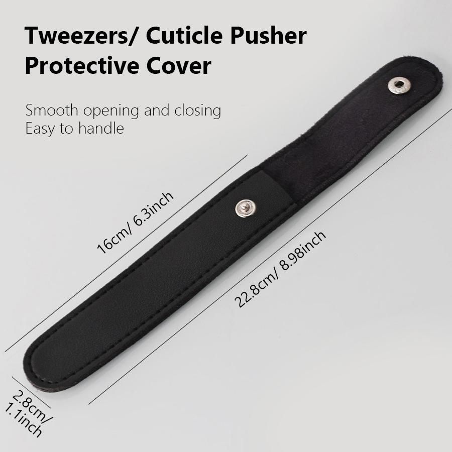 Protective Sleeve Cover for Cuticle Pusher Dead Skin Remover Tool, PU Leather Case for Nail Art Eyelash Tweezers Storage Bag