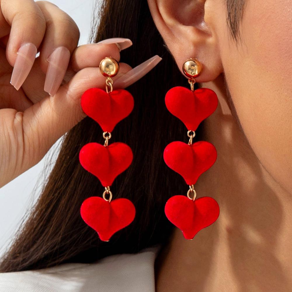 Bowknot Wine Red Bow Drop Earrings Pearl New Year Earrings Elegant Red Velvet Bow Earrings Girl