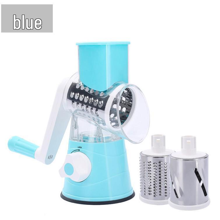 

Hand-Cranked Multi-Function Vegetable Slicer: Shredder, Grater & Potato Cheese Cutter синій
