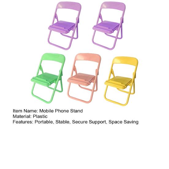 5Pcs Foldable Chair Phone Stand Mini Desktop Holder for Students Cute Plastic Small Back Chair for Smartphones Dormitory Desk Organizer