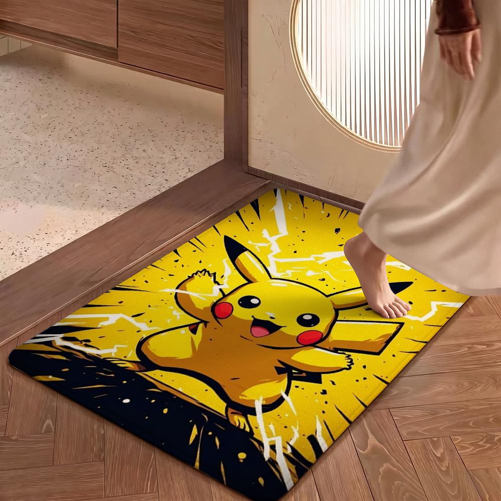 Pikachu Unleashes Rectangular Rug Thick Nonslip Carpet For Gaming Room Play Area Home Party Decor Gift For Friends
