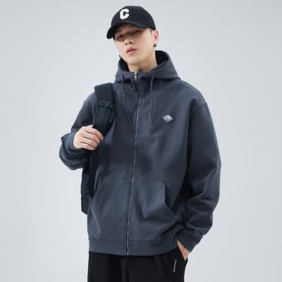 Sports Sweater Men'S Season High Street Trendy Brand American Retro Heavy Hooded Zip Cardigan Jacket