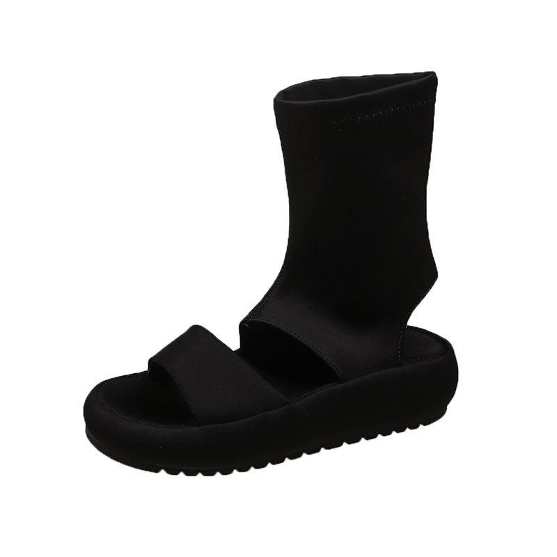 Korean thick-soled high-top Roman sandals women's spring and summer new niche design open-toe cool boots