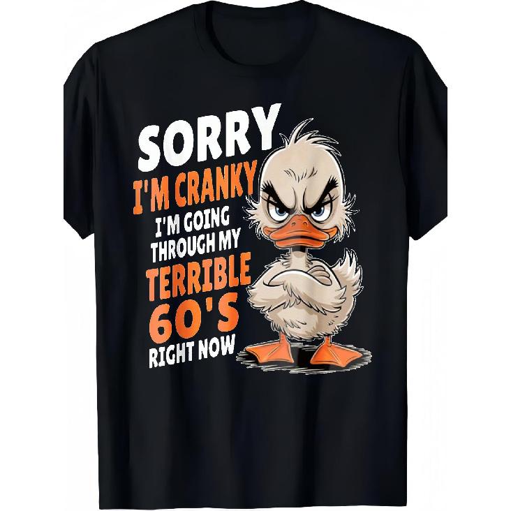 Retro Vintage 60s Graphic T-Shirt for Men and Women - Funny Slogan "Sorry, I'm in a Bad Mood, I'm Wearing My Terrible 60s T-Shirt" with Angry Duck