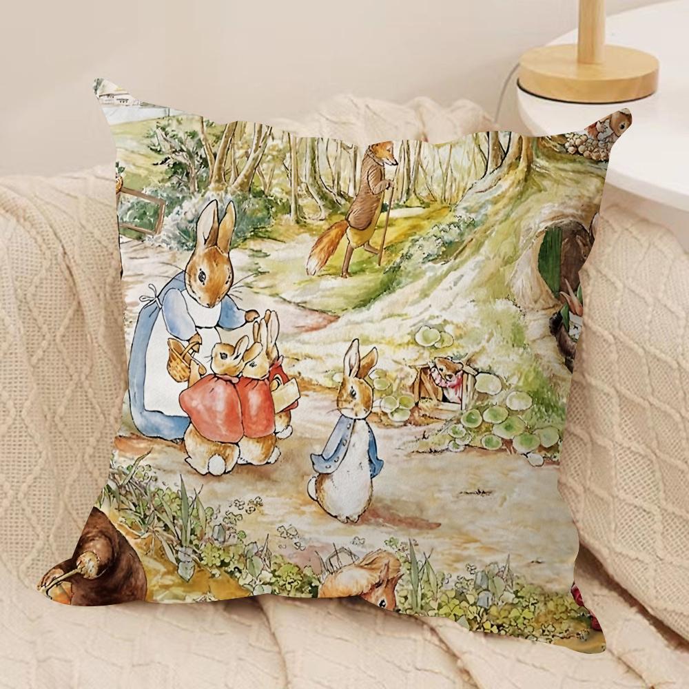 

PPeter rrabbit Anime Cushion Cover Silky Short Plush Invisible Zipper Dustproof Sofa Pillow Case for Home Decor 30x30 cm