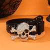 Popular Rhinestones Skull Buckle Belt for Adult Rivet Studded Belt All Matching Western Belt for Daily and Club Wear