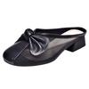Zapatillas piel suave zapatillas frescas bolsa exterior cabeza verano nuevo malla tacón bajo zapatos sencillos