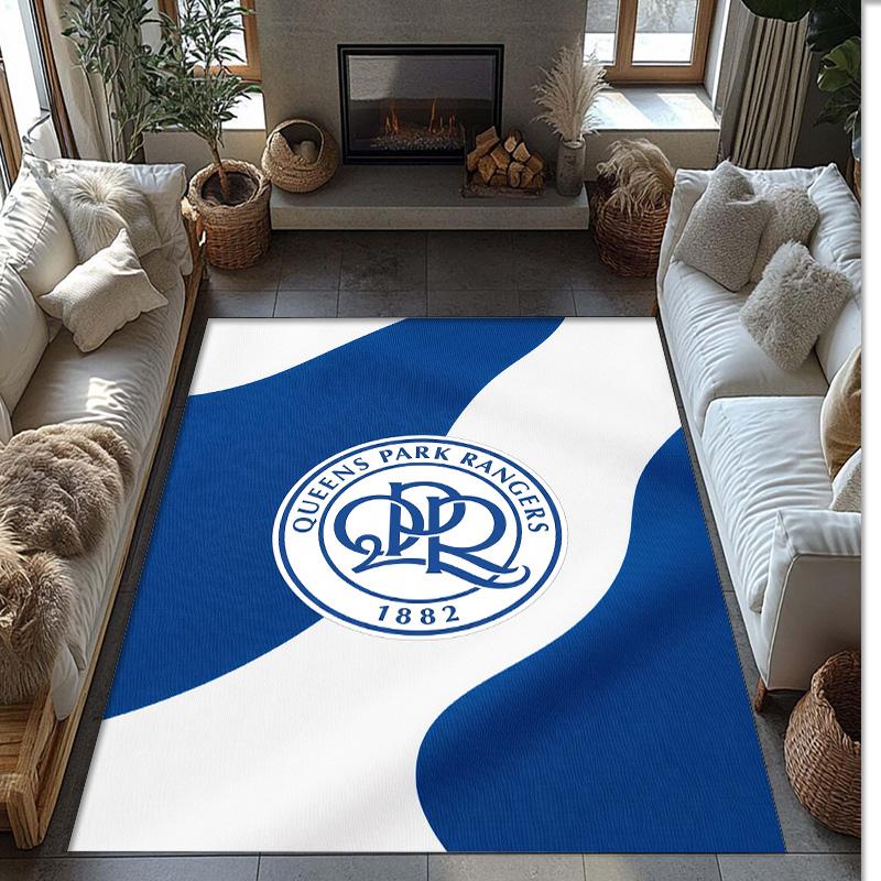 Queens Park Rangers Football Print Crystal Velvet Rug, Comfortable Water Absorbent Non Slip Indoor Floor Carpet
