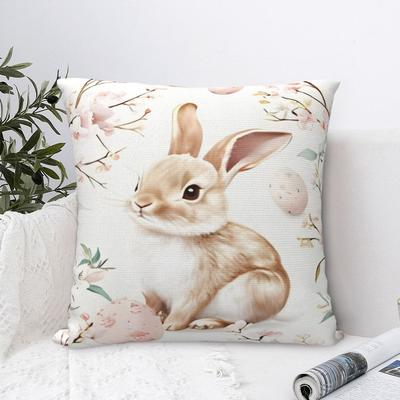 Easter Flower Eggs Bunny Square Pillow Case Cushion Covers Custom Decor Pillowcover for Seat 45x45cm