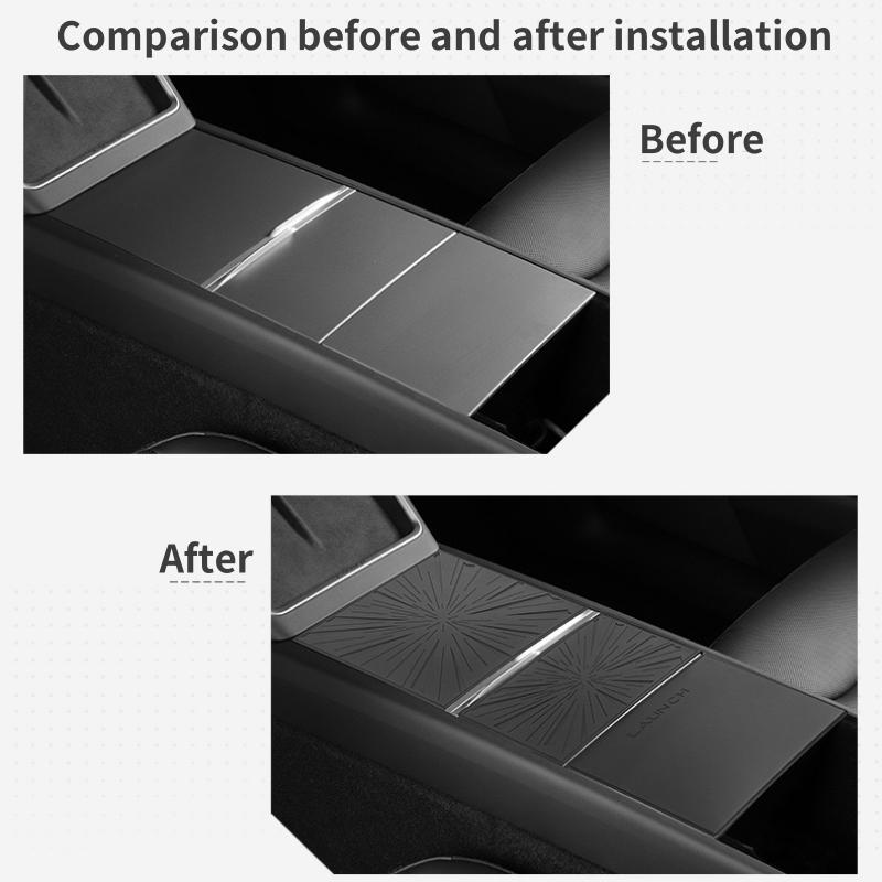 For Tesla Model Y Juniper / Launch 2025 Center Console Panel Sticker Silicone Interior Decoration Wrap Kit Protector Accessories