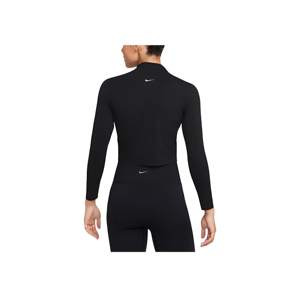 Nike Solid Color Short Slim Fit Mock Neck Long Sleeve T-Shirt Women Tops Black DR2204-010