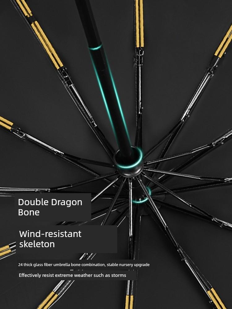 24 Bone Automatic Umbrella Men's and Women's Folding Sun Umbrella Extra Large Solid Rain Dual-Use Sun Protection UV Protection Sun Umbrella