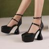 Sexy Women Platform Sandals Strange Style Heels Summer Nightclub Pumps 12cm High Heeled Sandals Ankle Strap Women Shoes WSH5047