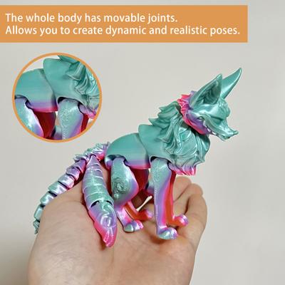 Nine-tailed Fox Action Figure Multi-jointed Movable 3D Printed Fox Model Articulated Animal Figurine Desktop Decoration Kids Adults Gift