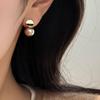 Champagne Round Sequin Pearl Retro Earrings for Women - High-End Niche Design Versatile Studs