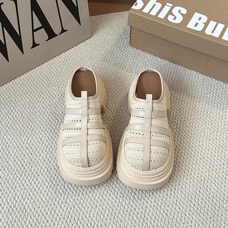 

French Xiaoxiangfeng Baotou Half Slippers Women s 2025 Summer New Versatile Outer Wear Thick Bottom Heightening Lazy Cool Slippers 40