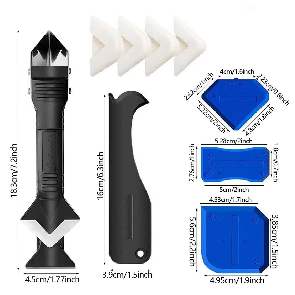 5Pcs/set Silicone Car Scraper Sealant Smooth Remover Tool Set Caulking Finisher Smooth Grout Kit Floor Mould Removal Hand Tools