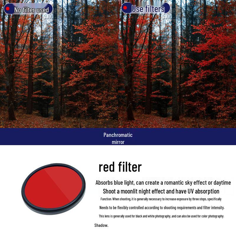 DSLR Camera Circular Full-Color Filter Set: Yellow, Orange, Red, Green, Blue, Purple - Underwater Balance Filter