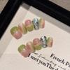 Pink Cat Eye Handmade Press On Nails With Bowknot And Love Heart Design Full Cover False Nail Tips For Women DIY Manicure