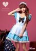[Anna Mu] Alice In Wonderland Maid Costume Apron Dress Uniform One-Piece Dress with Frills Women's Halloween Light Blue M Z686-1