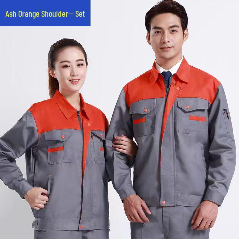 Men's Wear-Resistant Long Sleeve Workwear Set for Spring & Autumn: Ideal for Workshop, Auto Repair, Construction, and Electrical Mechanic Jobs.