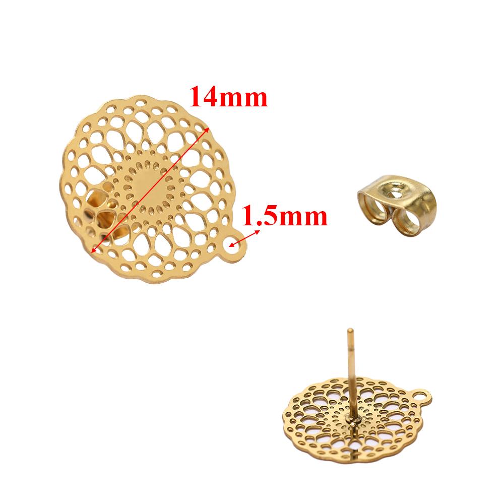 10pcs 304 Stainless Steel Hollow Flower Studs for DIY Drop Earrings Post Findings Jewelry Making Dangle Charms Connectors