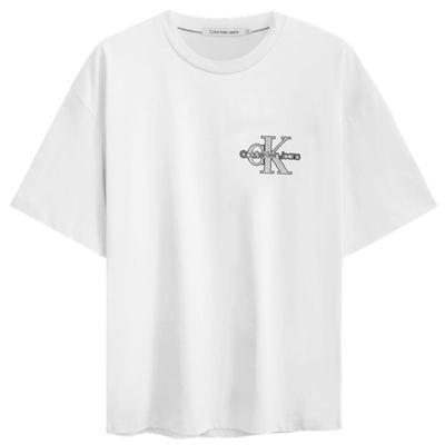Calvin Klein Buchstabenprint Rundhals Kurzarm Drop Shoulder T-Shirt Unisex T-Shirt Mondlicht-Weiß J400321-YAF