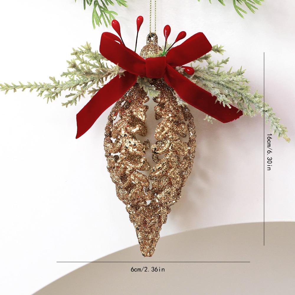Shiny Surface Glitter Pinecone Ornament Plastic Material Christmas Tree Ornament  Christmas Party