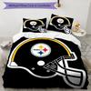 Steelers Helmet Design Bed Bedding Set 1 Duvet Cover + 2 Pillowcases Soft Breathable Household Bed Linens