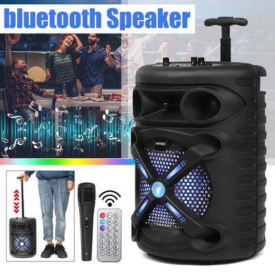 20W Trolley Portable Bluetooth Speaker Wireless Outdoor Square Dance K Song Boombox 4D Stereo Subwoofer Sound Box Music DC 5V Black