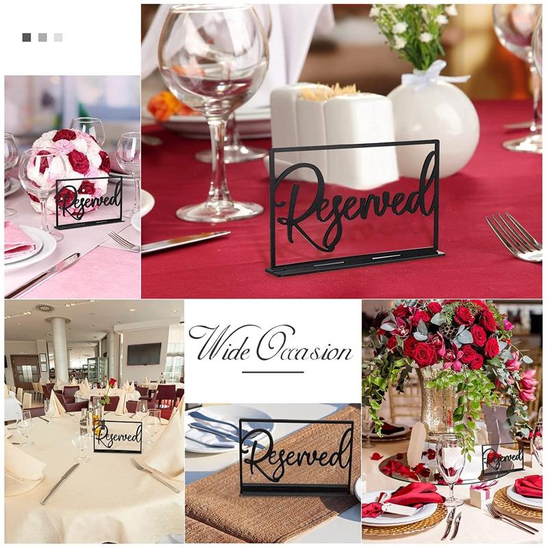 Elegant Reserved Signs Acrylic Table Place Cards for Weddings Receptions Parties Events Restaurants Celebrations Black