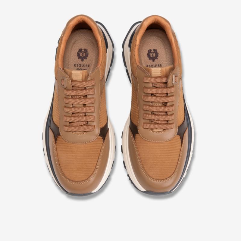 ESquire Men S Cowhide Sporty SneakerS Light Brown
