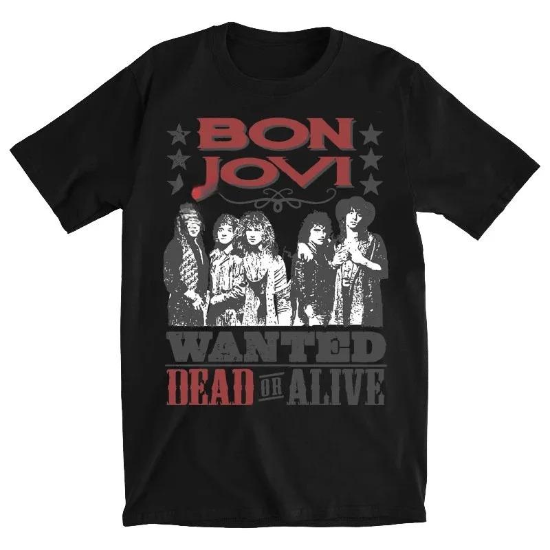 Hot Classic Hard Rock Band Bon Jovi Print TShirt Unisex Oversized Harajuku Style Cotton New Summer Women And Unisex TShirt