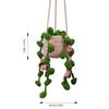 Boho Car Plant Crochet Hanging Basket Ornaments Hand Knitting Potted Hanging Plant Rear View Mirror Pendants Car Decoration