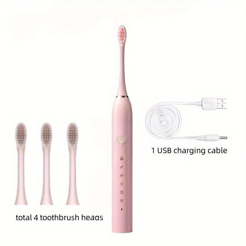 Smart Electric Toothbrush With 6 Modes- Effectively Cleans Teeth&Gums,Rechargeable USB Electric Toothbrush With Replacement Head