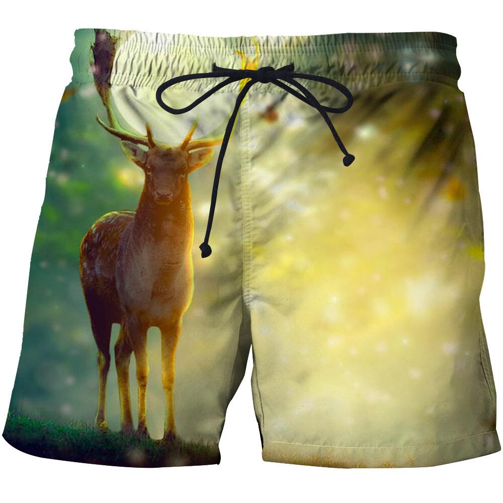 Herren Sommer Elchmuster Strandhose 3D Digital bedruckte Sporthose