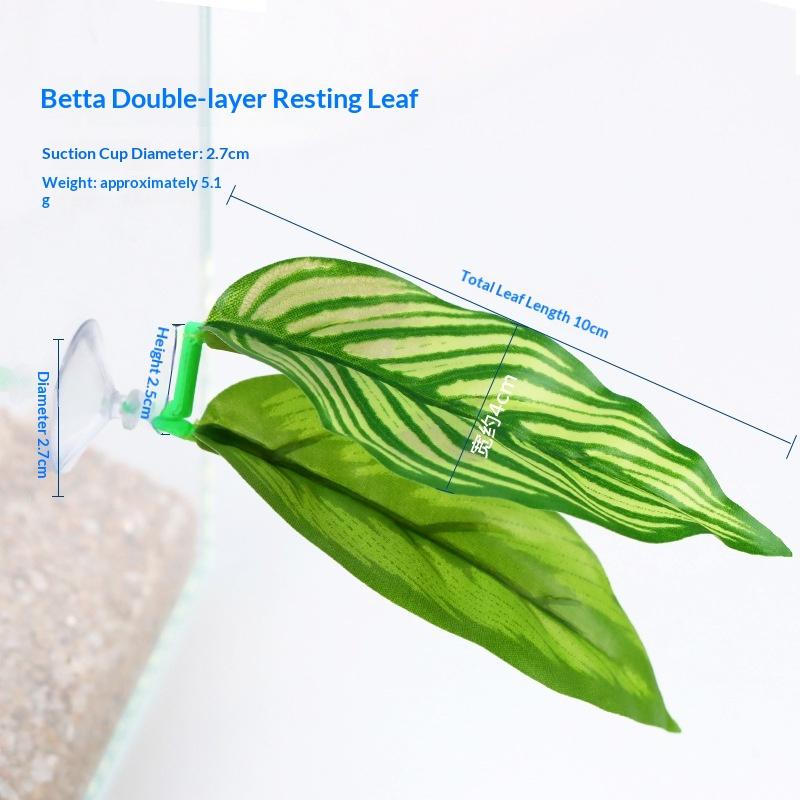 1 Pc Green Leaf Hammock For Betta Fish Stress-Reducing Aquarium-Safe Decor With Suction Cup For Fish Tank Fake Plants Decoration