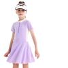 2026 Girls' One-Piece Swimsuit: Sun Protection, Quick-Dry, Short-Sleeve Swimwear for Medium & Large Children