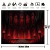 2D Dark Fantasy Cathedral Tapestry, Red Stained Glass & Candles Wall Hanging