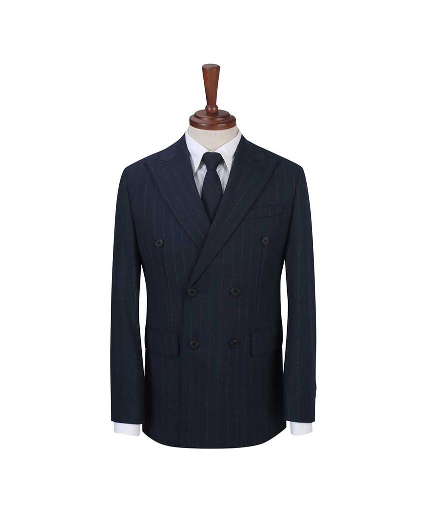 Fahrenheit Striped Flannel Double-Breasted Suit Jacket (Fjjax2371)