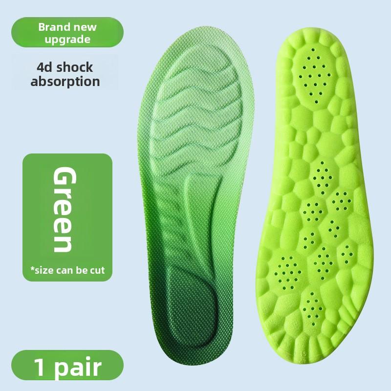 

Cloud 4D Sports Shock Absorption Insoles Men s and Women s Super Soft Long Stand Arch Support Thickened High Elasticity Sweat Absorption Insoles 45-46 зелений