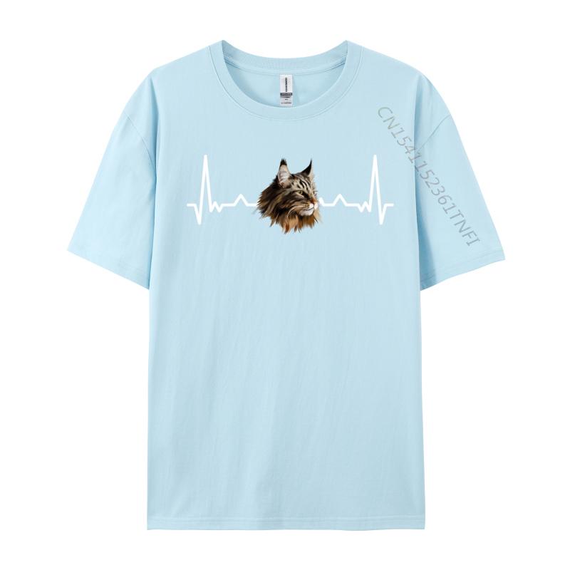 Maine Coon Heartbeat Funny Maine Coon Cat Lover Tshirts New Year Day All Cotton Crew Neck Tops Tees Awesome