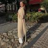 2025 Autumn European and American Women's Off-Shoulder Long Knitted Dress & Cardigan