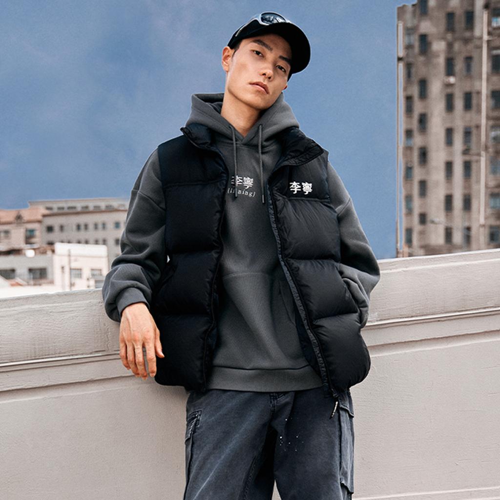 Li Ning Comfortable Casual Simple Letter Print Stand Collar Vest Unisex Vests Black AMRU123-2