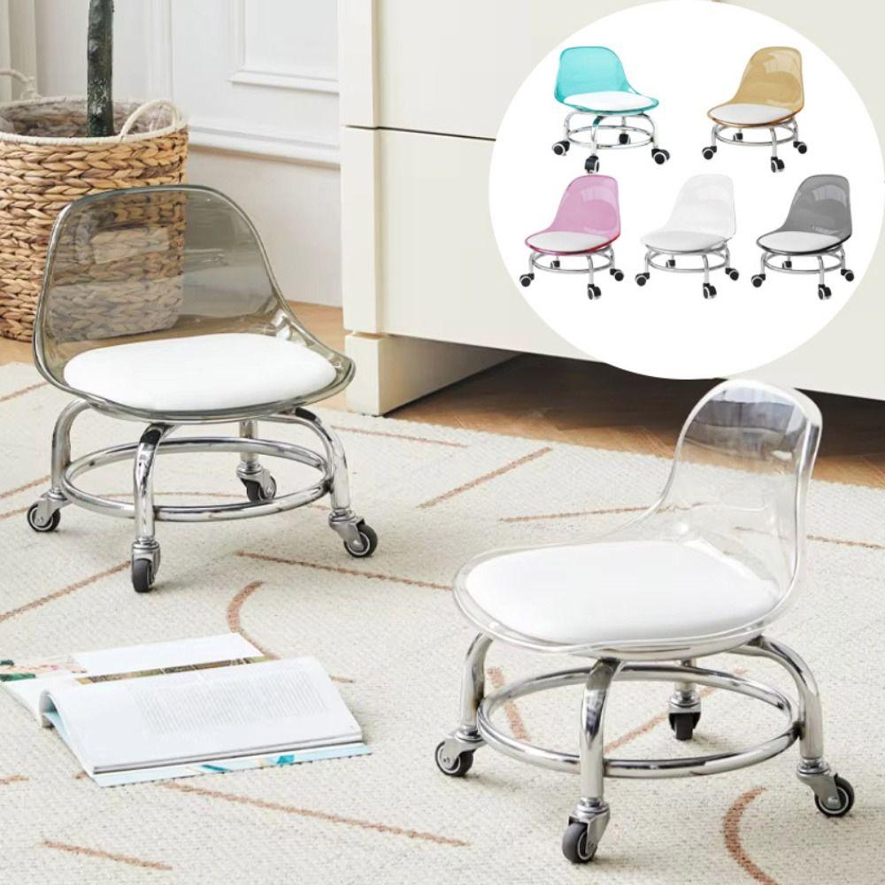Acrylic Low Stool Universal Wheel Shoe Changing Stool Backrest Stool Changing Shoes Use
